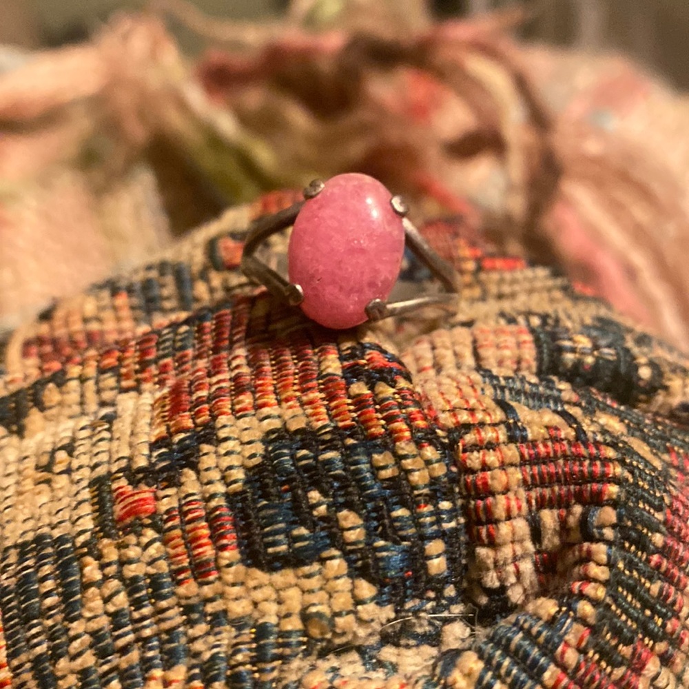 Rhodochrosite Sterling Silver Double shank ring
